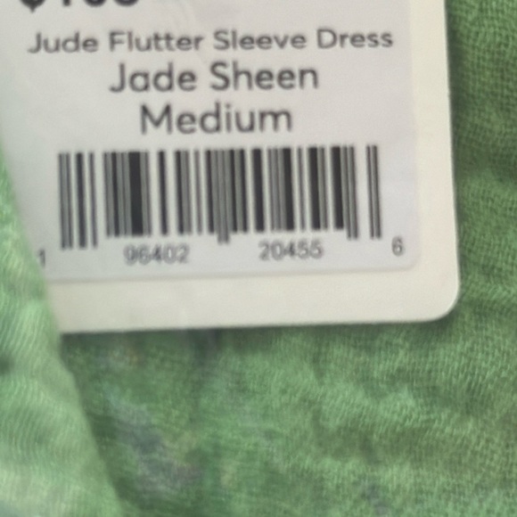Marine Layer Jude Dress Flutter Sleeve Tiered Swing Midi Jade Sheen Green NWT M - Picture 8 of 8